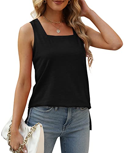 Women's Summer Flowy Black Tank Top Plus Size 3XL