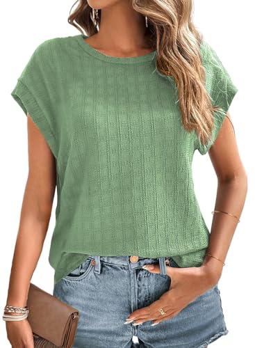 Dokotoo Women's Summer Casual Tshirts Solid Green Large