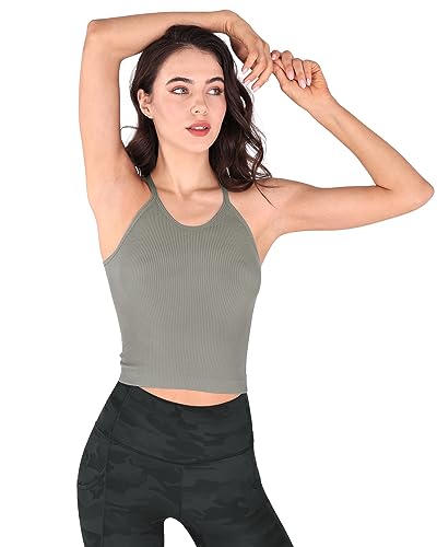 ODODOS Women's 3-Pack Seamless Ribbed Cami Tops