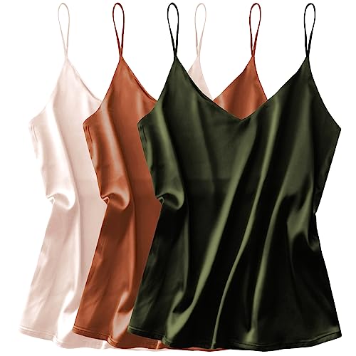 Ekouaer 3 Pack: Women's Silk Satin Tank Tops