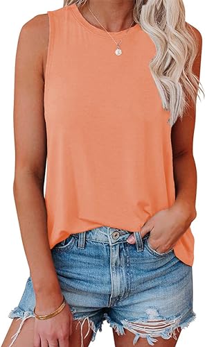 Bluetime Women's High Neck Summer Tank Top in Orange