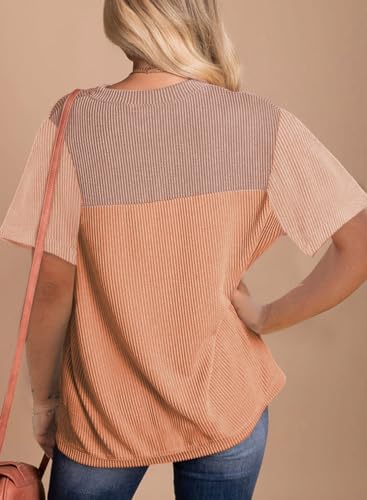 Dokotoo Color Block Crewneck Cute Blouse Resort Top
