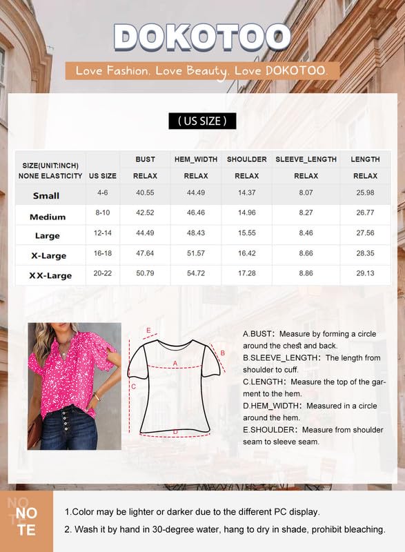 Dokotoo Summer Floral V Neck Boho Top Medium