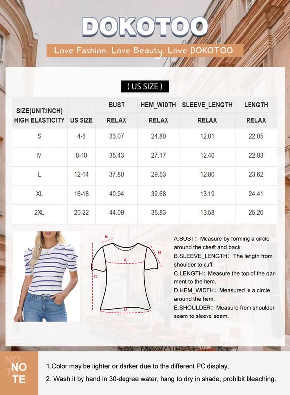 Dokotoo Women's Striped Color Block Cropped Blouse