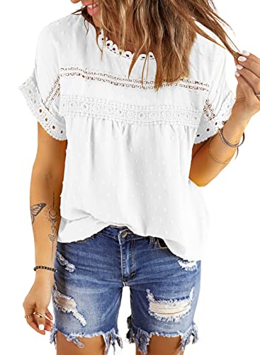 Dokotoo Women's Summer Lace Crochet Blouse Casual Top