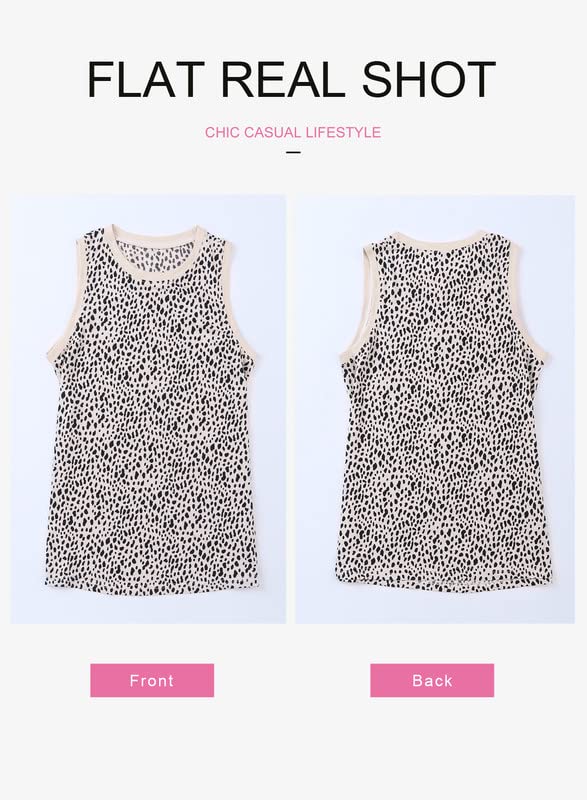 Leopard Print Sleeveless Tank Top - Dokotoo Women's