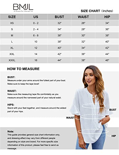 BMJL White Chiffon Ruffle Blouse V Neck Casual