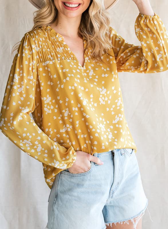 Dokotoo Alicia Flowy Print V-Neck Chiffon Blouse