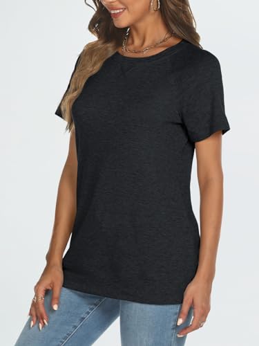 AUTOMET Womens Black Tunic Tee Dressy Casual Summer Tops