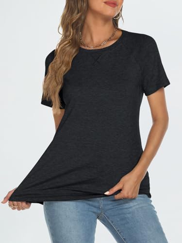 AUTOMET Womens Black Tunic Tee Dressy Casual Summer Tops