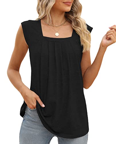 Bakoliza Square Neck Sleeveless Tank Top Black Women's