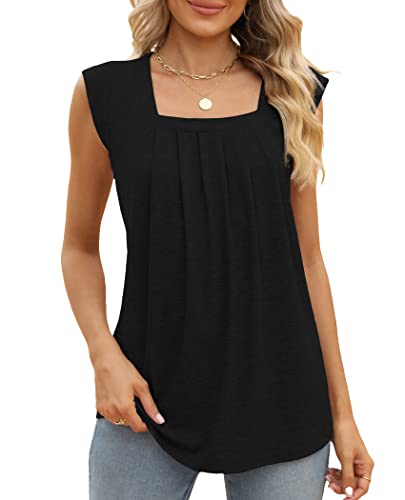 Bakoliza Square Neck Sleeveless Tank Top Black Women's
