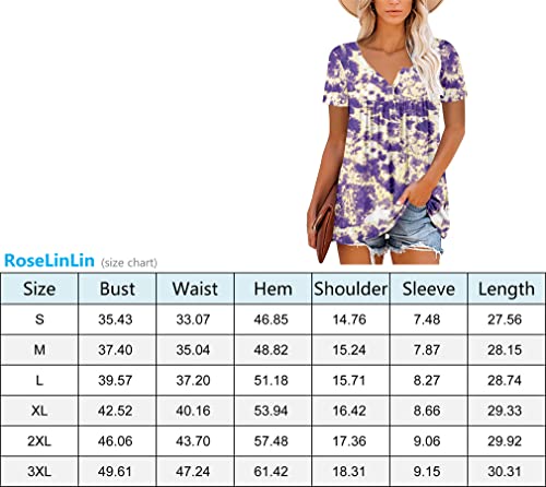 ROSELINLIN Womens Ruffle Hem Henley V Neck Blouse