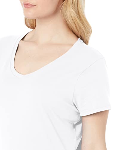 Hanes Women's Nano Premium Cotton V-Neck Tee, White