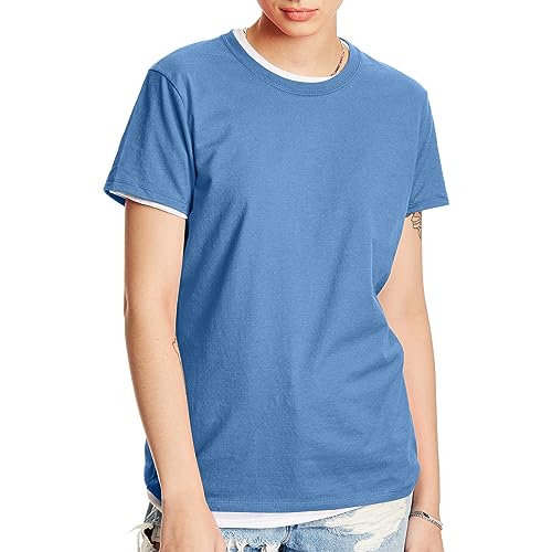 Hanes Lightweight Cotton Women's Crewneck Tee, Carolina Blue