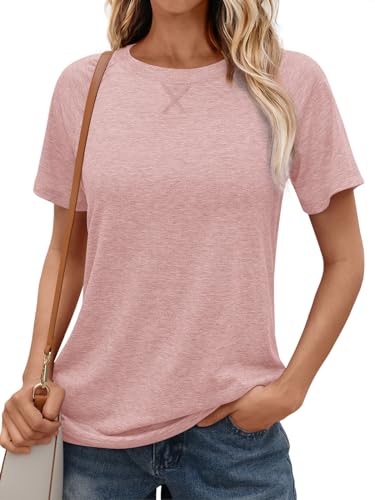 AUTOMET Women's Pink T-shirt Summer Casual Loose Fit