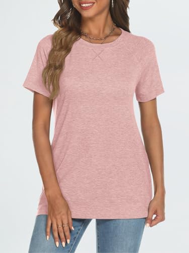 AUTOMET Women's Pink T-shirt Summer Casual Loose Fit