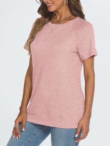 AUTOMET Women's Pink T-shirt Summer Casual Loose Fit