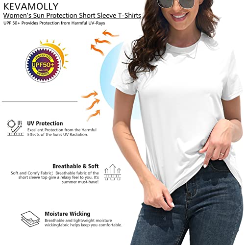 KevaMolly White T Shirts UPF 50+ Casual Summer