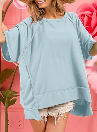 Dokotoo Womens Casual Crewneck T-Shirt - Blue Medium