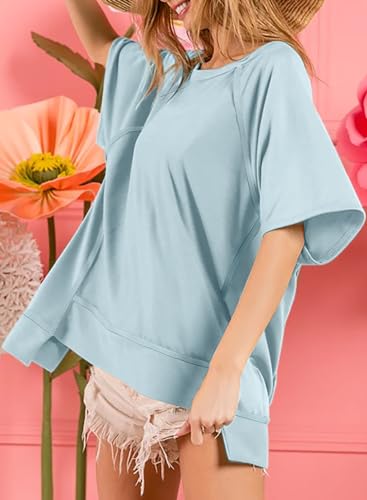 Dokotoo Womens Casual Crewneck T-Shirt - Blue Medium