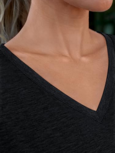 Women's Black V-Neck Tunic Tee for Summer