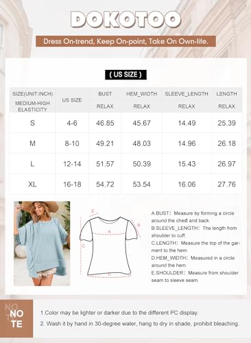 Dokotoo Womens Casual Crewneck T-Shirt - Blue Medium