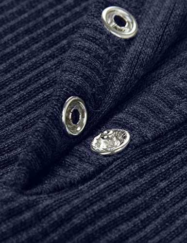 MEROKEETY Women's Ribbed Knit V Neck Button Henley