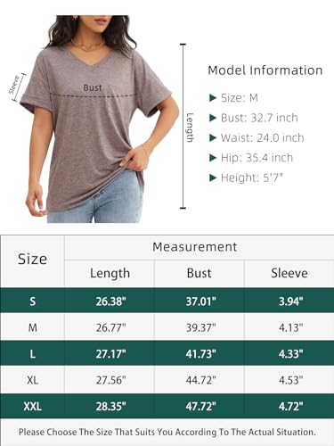 ATHMILE Short Sleeve White V-Neck Tee for Women