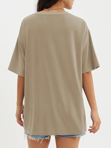 Womens Oversized Casual Khaki Tee - Y2K Style