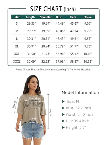 Womens Oversized Casual Khaki Tee - Y2K Style