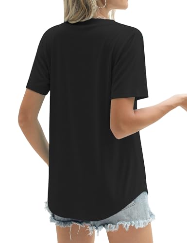 Black Short Sleeve Loose Casual Summer Tops for Women