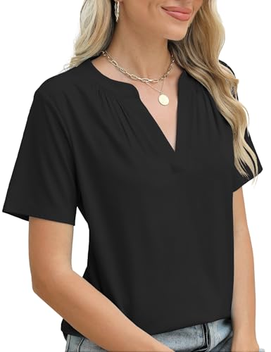 Black Short Sleeve Loose Casual Summer Tops for Women