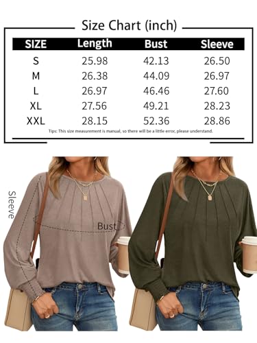 AUTOMET Army Green Long Sleeve Puff Blouse for Women