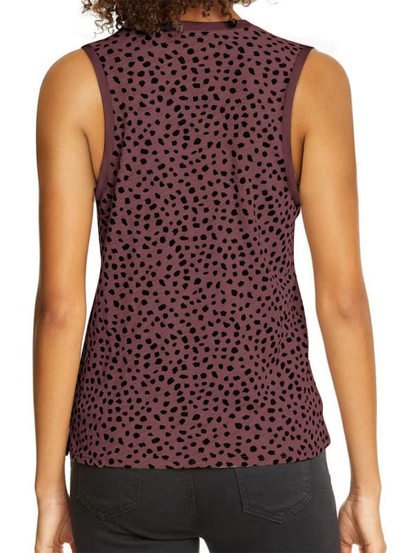 Leopard Print Sleeveless Tank Top Red Large