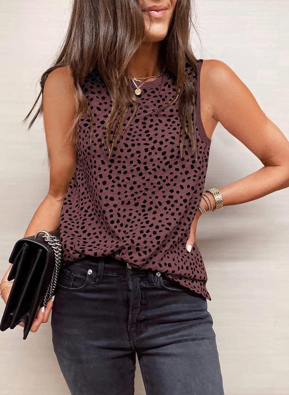 Leopard Print Sleeveless Tank Top Red Large