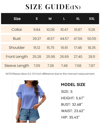 PRETTYGARDEN Women's Crewneck Petal Sleeve Blouse - Blue