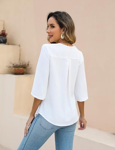 Blooming Jelly Womens Ruffle V Neck Blouse