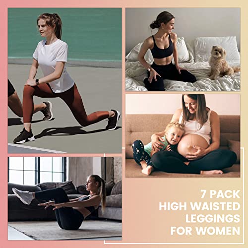iceROSE 7 Pack High Waisted Black Yoga Leggings