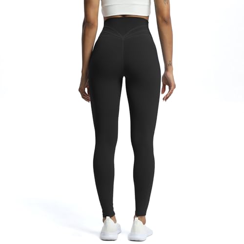 Aoxjox High Waisted Compression Yoga Leggings 26" Black