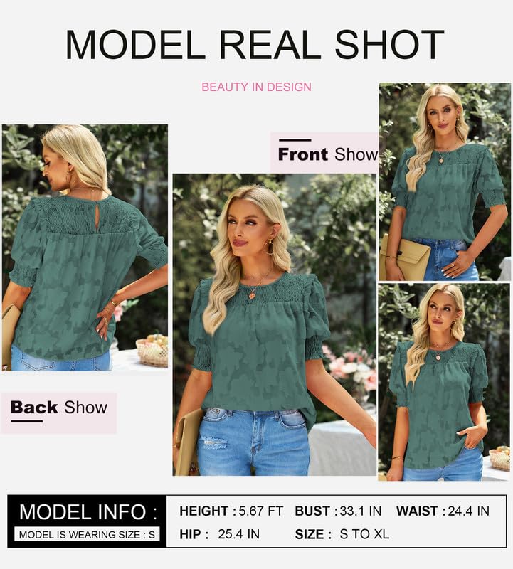 Green Lace Blouses for Women Summer 2024 Casual