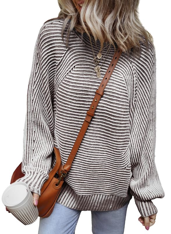EVALESS Striped Sweater Top for Women Fashion Fall
