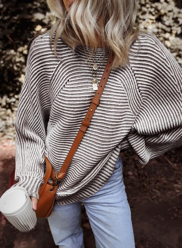 EVALESS Striped Sweater Top for Women Fashion Fall