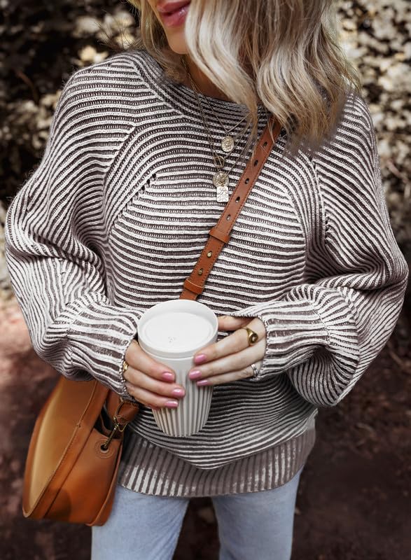 EVALESS Striped Sweater Top for Women Fashion Fall