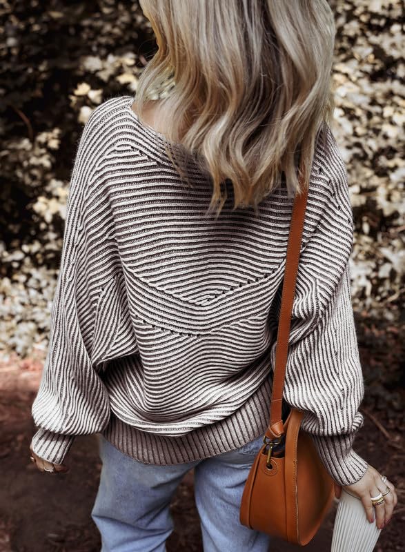 EVALESS Striped Sweater Top for Women Fashion Fall