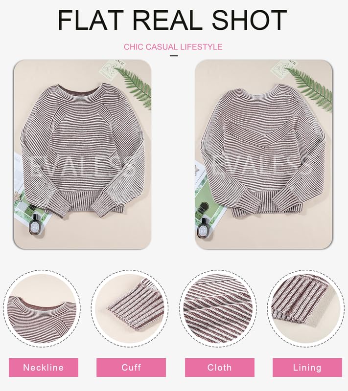 EVALESS Striped Sweater Top for Women Fashion Fall