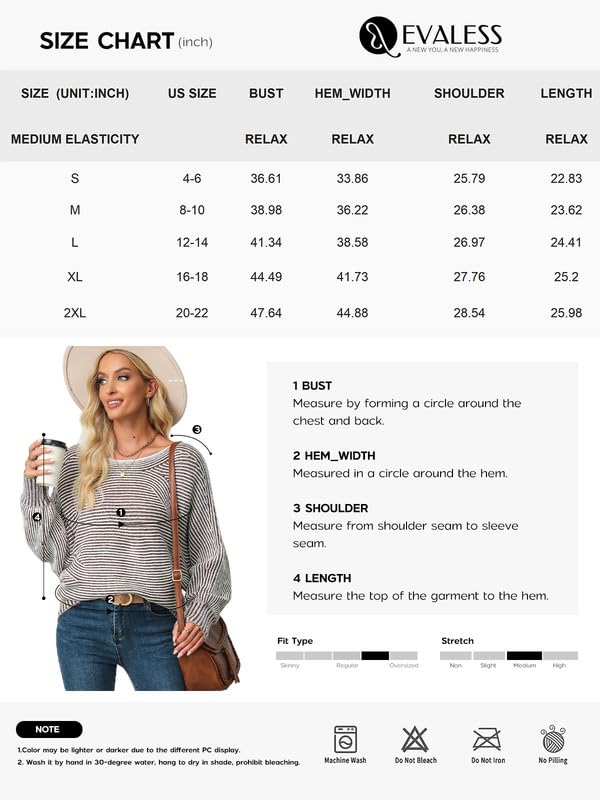 EVALESS Striped Sweater Top for Women Fashion Fall