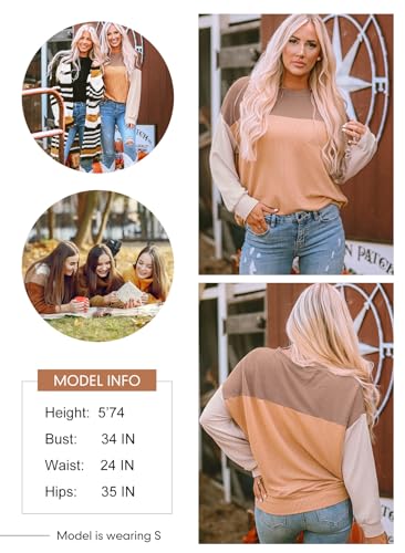 Dokotoo Women's Color Block Knit Sweater - Khaki