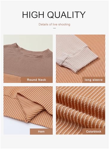 Dokotoo Women's Color Block Knit Sweater - Khaki