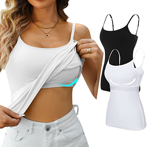 V FOR CITY Womens Shelf Bra Tank Tops 2-Pack